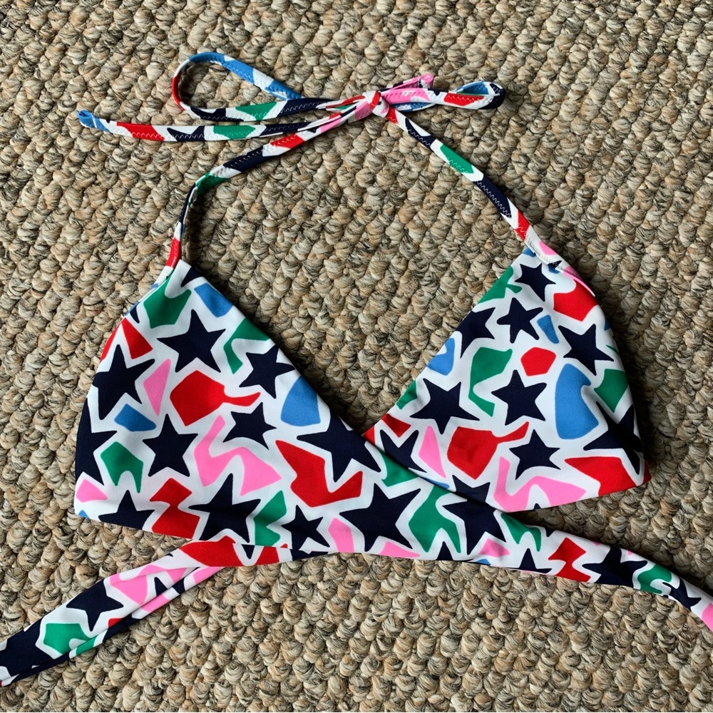 Aerie Colorful Star Wrap Bikini Top